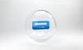 Blue Car audio icon isolated on grey background. Fm radio car audio icon. Glass circle button. 3D render illustration Royalty Free Stock Photo