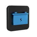 Blue Car battery icon isolated on transparent background. Accumulator battery energy power and electricity accumulator