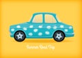 Blue car with daisies Royalty Free Stock Photo