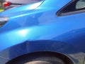 Blue car with damage Royalty Free Stock Photo
