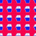 Blue Car door icon isolated seamless pattern on red background. Vector Royalty Free Stock Photo