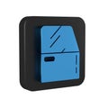 Blue Car door icon isolated on transparent background. Black square button. Royalty Free Stock Photo