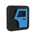 Blue Car door icon isolated on transparent background. Black square button. Royalty Free Stock Photo