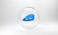 Blue Car headlight icon isolated on grey background. Glass circle button. 3D render illustration Royalty Free Stock Photo