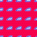 Blue Car headlight icon isolated seamless pattern on red background. Vector Royalty Free Stock Photo