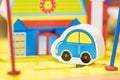 Blue Car and House Wooden Toy - Play set Educational toys Royalty Free Stock Photo