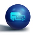 Blue Car icon isolated on white background. Blue circle button. Vector Royalty Free Stock Photo