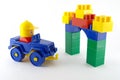 Blue car - mechanical plastic toy Royalty Free Stock Photo