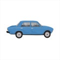 Blue car of the old Russian model. Vector illustration isolated on a white background. Realistic image Royalty Free Stock Photo