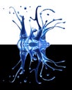 Blue car paint splash mirrored on black and white background Royalty Free Stock Photo