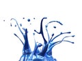 Blue car paint splash mirrored on white background Royalty Free Stock Photo