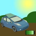 The Blue Car with the Solar Battery on Its Roof