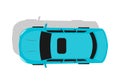 Blue Car Top View Flat Design Vector Illustration