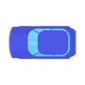 Blue car top view icon, cartoon style Royalty Free Stock Photo