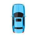 Blue car top view vector illustration. Sedan car illustration. Royalty Free Stock Photo