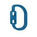 Blue Carabiner icon isolated on transparent background. Extreme sport. Sport equipment.