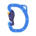 Blue Carabiner or Karabiner as Clip and Shackle Vector Illustration