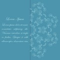 Blue card design with ornate flower pattern