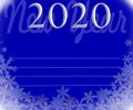 Blue snowy greeting card New Year`s Eve 2020