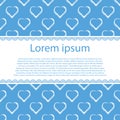 Blue card template with white hearts and text stripe