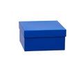 Blue cardboard square box, gift for the holiday is isolated on a white background Royalty Free Stock Photo