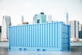 Blue cargo container in city Royalty Free Stock Photo