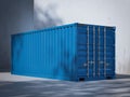 Blue cargo container. 3d rendering