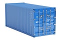 Blue cargo container, 3D rendering Royalty Free Stock Photo