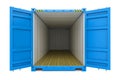 Blue cargo container with open doors Royalty Free Stock Photo