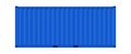 Blue cargo container. Realistic side view metal distribution box, transportation delivery freight international logistic