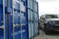 Blue cargo container