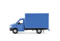 Blue cargo delivery truck side view