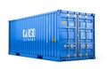 Blue cargo freight shipping container isolated on white background