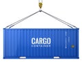 Blue cargo freight shipping container isolated on white background Royalty Free Stock Photo