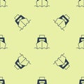 Blue Cargo ship with boxes delivery service icon isolated seamless pattern on yellow background. Delivery Royalty Free Stock Photo