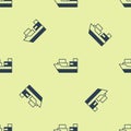 Blue Cargo ship with boxes delivery service icon isolated seamless pattern on yellow background. Delivery Royalty Free Stock Photo