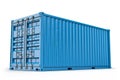 Blue cargo shipping container. 3D Rendering Royalty Free Stock Photo