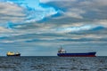 Blue cargo ships Royalty Free Stock Photo