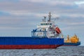 Blue cargo ships moored Royalty Free Stock Photo