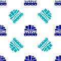 Blue Cargo train wagon icon isolated seamless pattern on white background. Full freight car. Railroad transportation Royalty Free Stock Photo