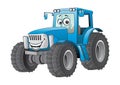 Blue cartoon tractor Royalty Free Stock Photo