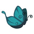 Blue cartoon butterfly from side view isolated illustration Royalty Free Stock Photo