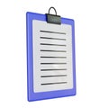 Blue Cartoon Clipboard. 3D rendering. Isolated on white background