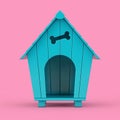 Blue Cartoon Dog House Mockup Duotone. 3d Rendering