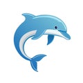 Blue Cartoon Dolphin Leaping with Joyful Expression on Clean White Background Royalty Free Stock Photo