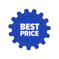 Blue cartoon gear with words `Best Price`
