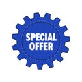 Blue cartoon gear with words `Special Offer`