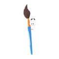 Blue cartoon paint brush comic character, humanized paintbrush with funny face vector Illustration Royalty Free Stock Photo