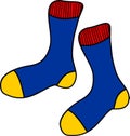 Blue cartoon socks on white background