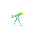 Blue cartoon telescope searching for stars or opportunities. Science, cosmos symbol Royalty Free Stock Photo